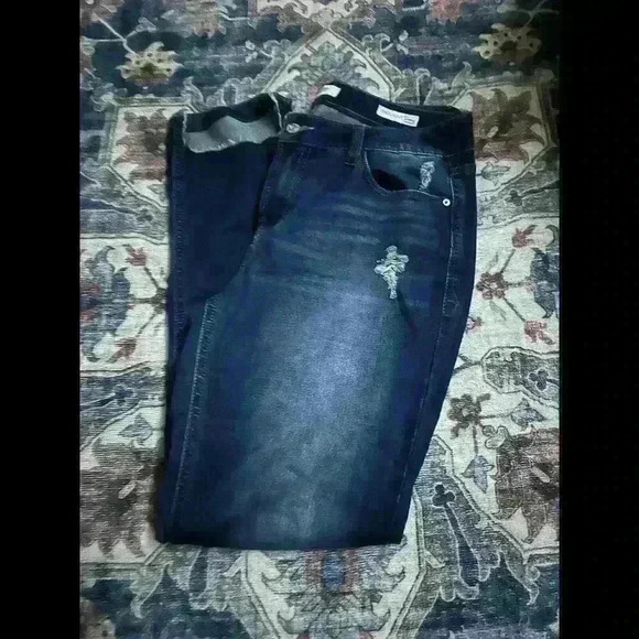 Kensie Jeans Distressed Mid-Rise Knockout  Skinny Ankle Jeans Blue Women 12/32 - Picture 2 of 5